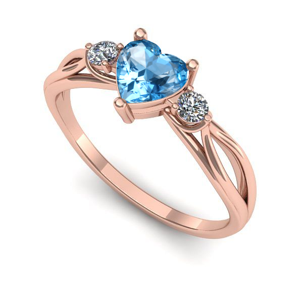 Inel din aur roz cu topaz blue