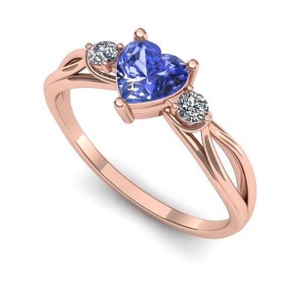 Inel logodna din aur roz cu tanzanit