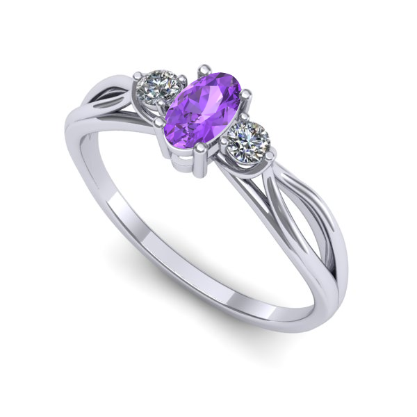 Inel logodna din aur alb cu ametist