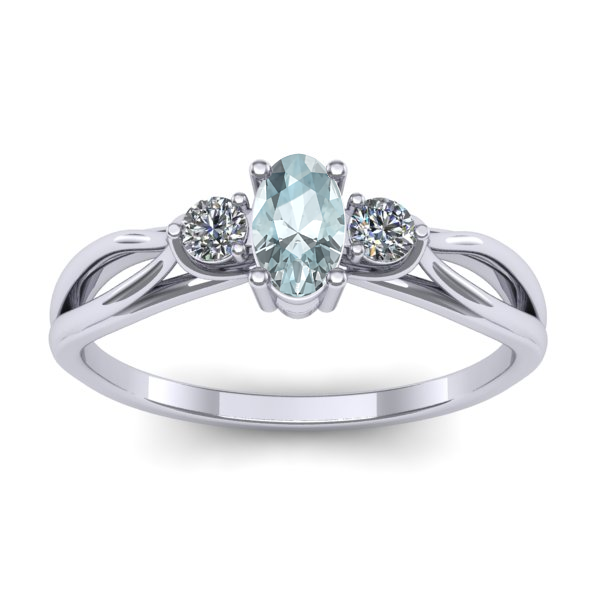 Inel de logodna cu aquamarin oval
