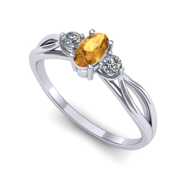 Inel de logodna din aur alb cu citrin
