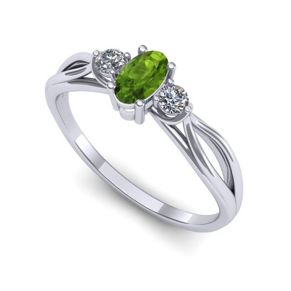 Inel din aur alb cu peridot