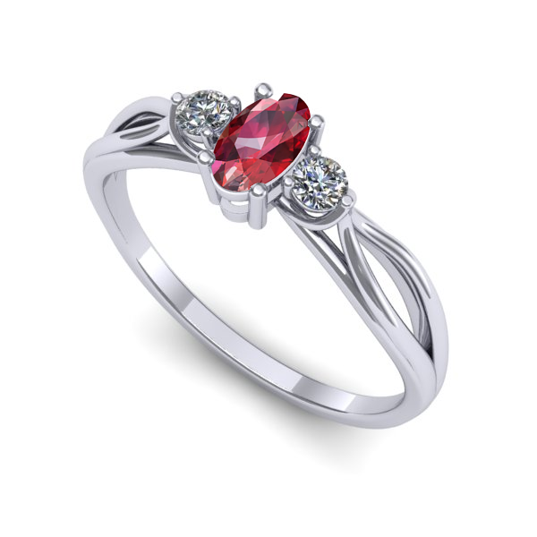 Inel de logodna din aur alb cu rubin