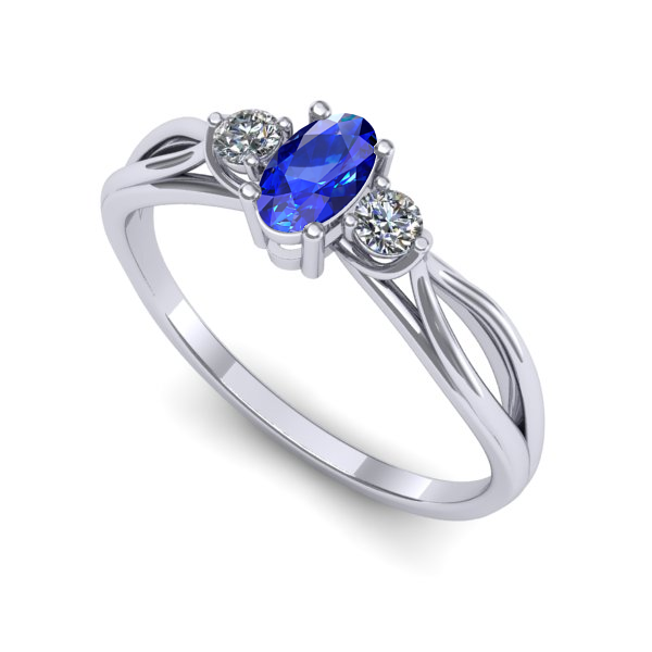 Inel din aur alb cu safir