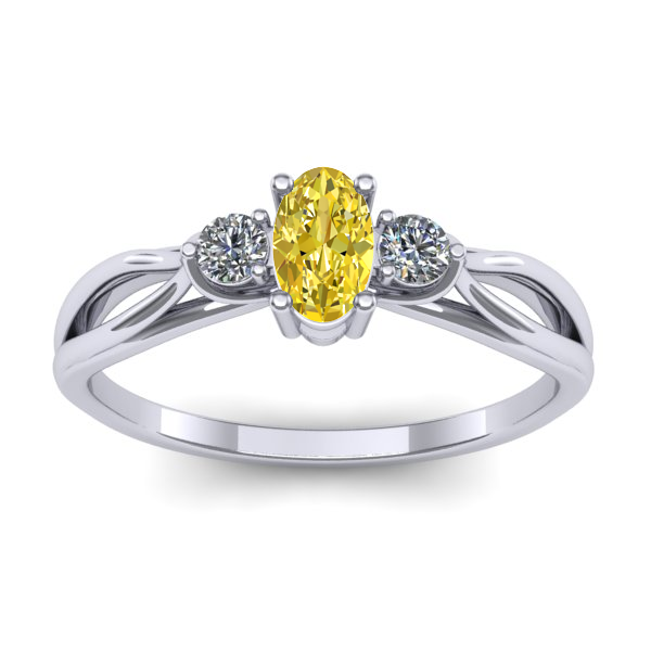 Inel de logodna cu safir galben oval