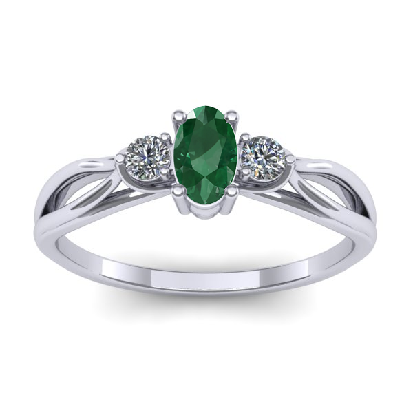 Inel de logodna cu smarald oval