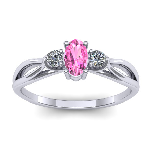 Inel cu safir roz oval