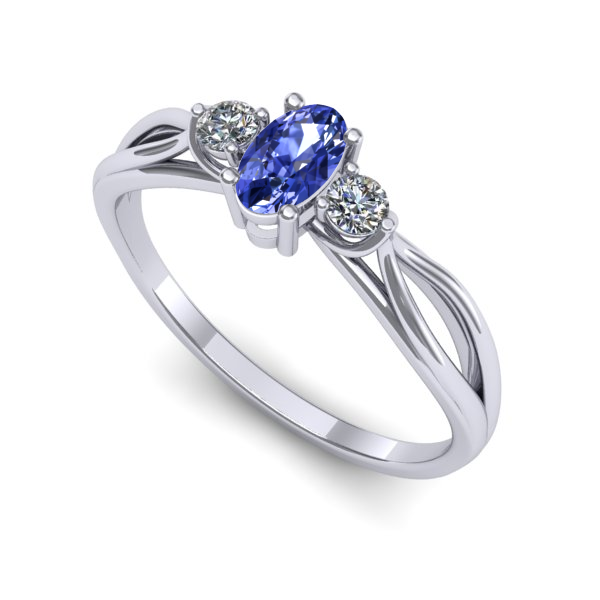 Inel logodna din aur alb cu tanzanit