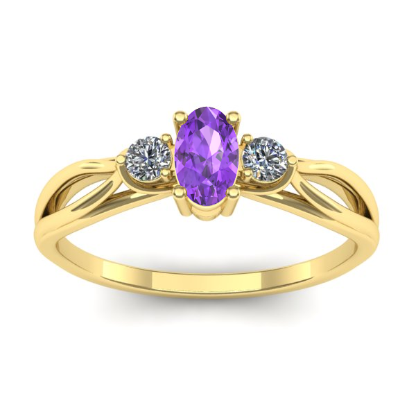 Inel logodna cu ametist oval