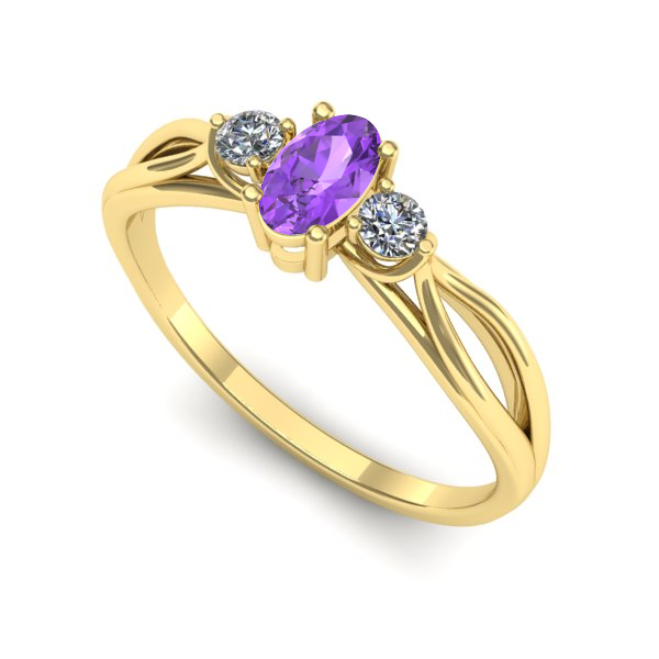 Inel de logodna din aur galben cu ametist