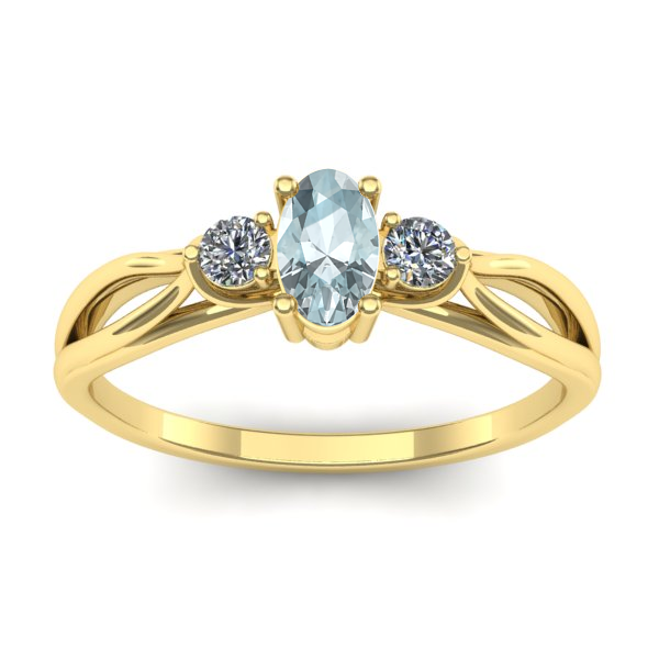 Inel de logodna cu aquamarin oval