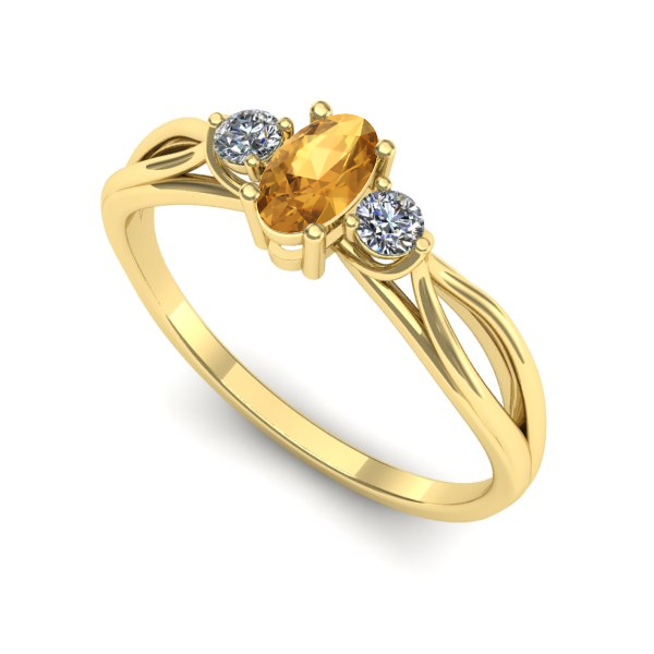 Inel de logodna din aur galben cu citrin