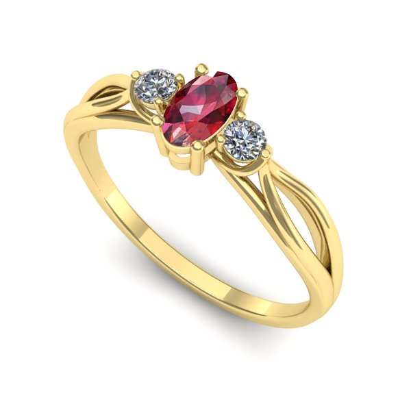 Inel din aur galben cu rubin