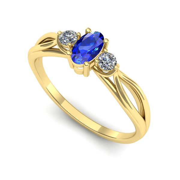 Inel de logodna din aur galben cu safir