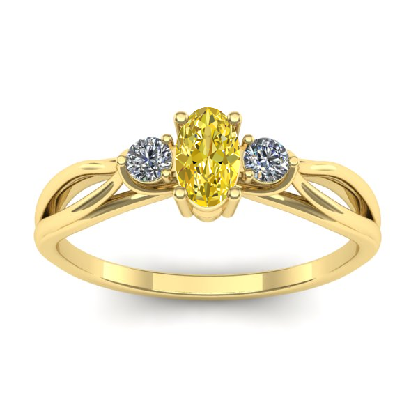 Inel cu safir galben oval