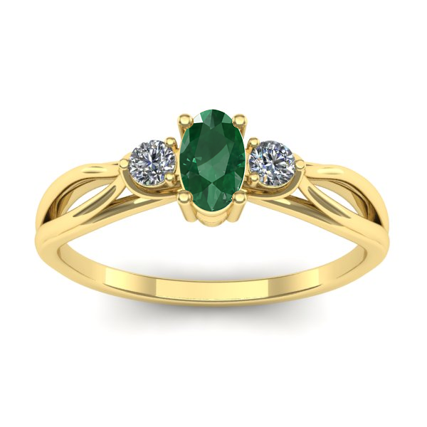 Inel logodna cu smarald oval