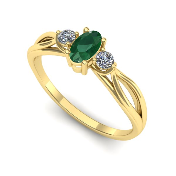 Inel de logodna din aur galben cu smarald