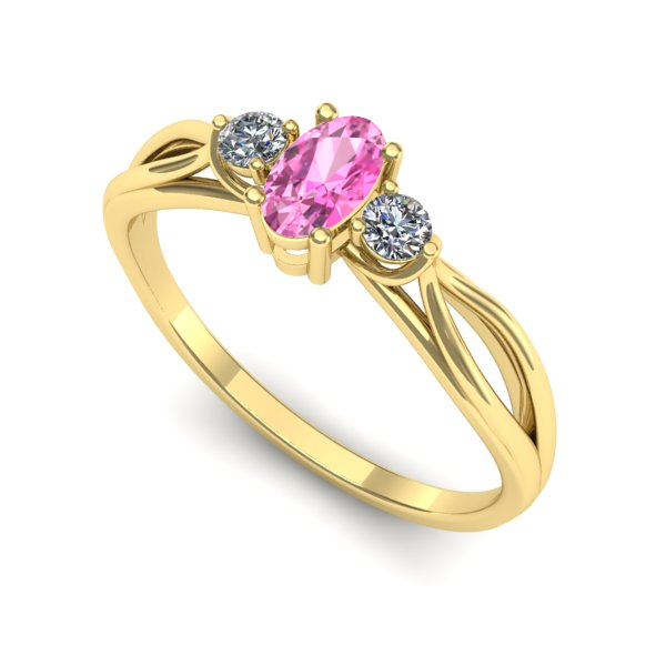 Inel de logodna din aur galben cu safir roz