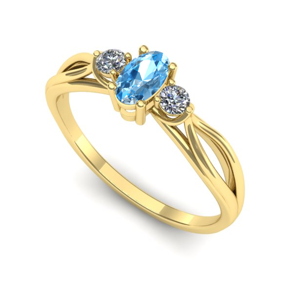 Inel de logodna din aur galben cu topaz blue