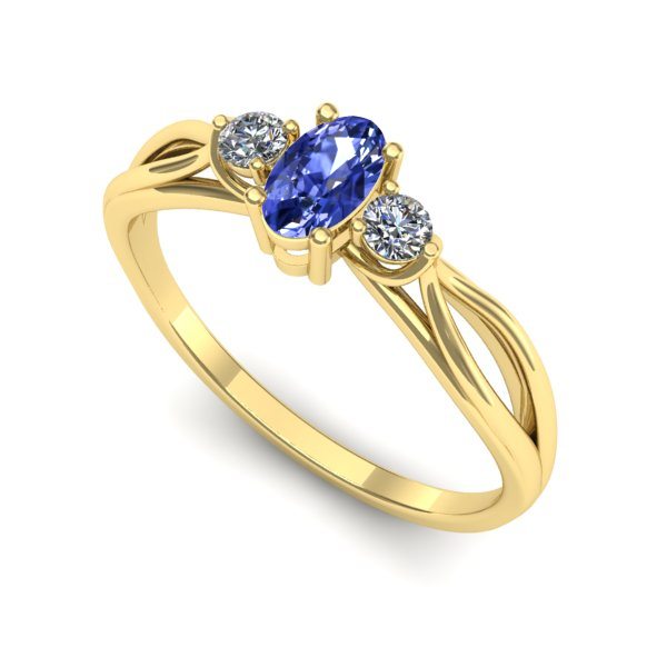 Inel logodna din aur galben cu tanzanit