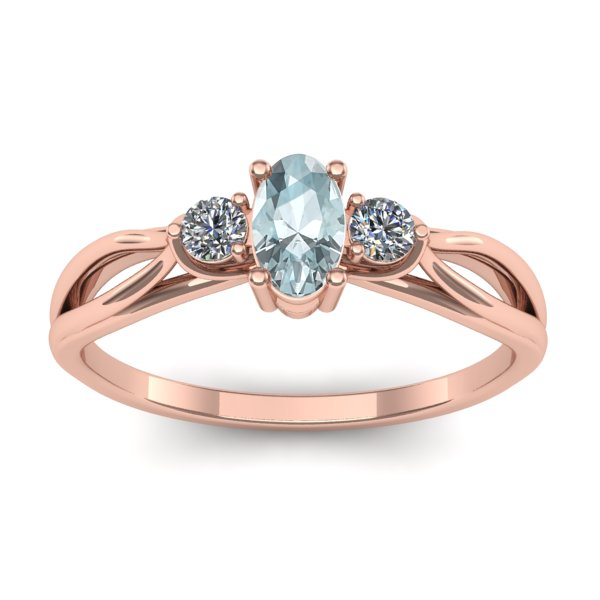 Inel de logodna cu aquamarin oval