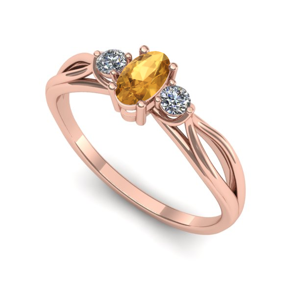 Inel de logodna din aur roz cu citrin