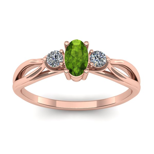 Inel de logodna cu peridot oval