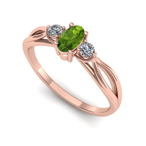 Inel din aur roz cu peridot