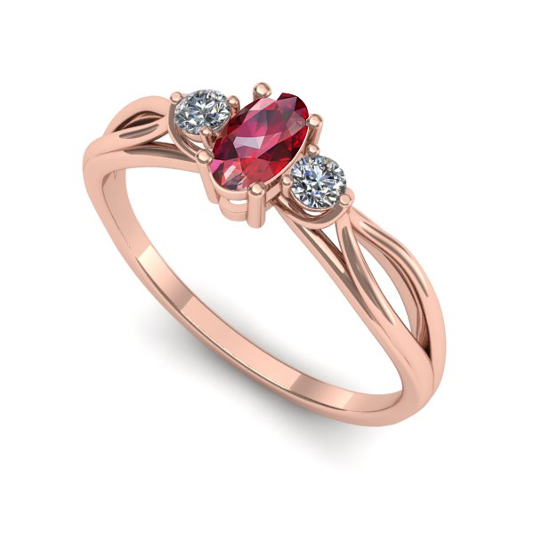 Inel de logodna din aur roz cu rubin