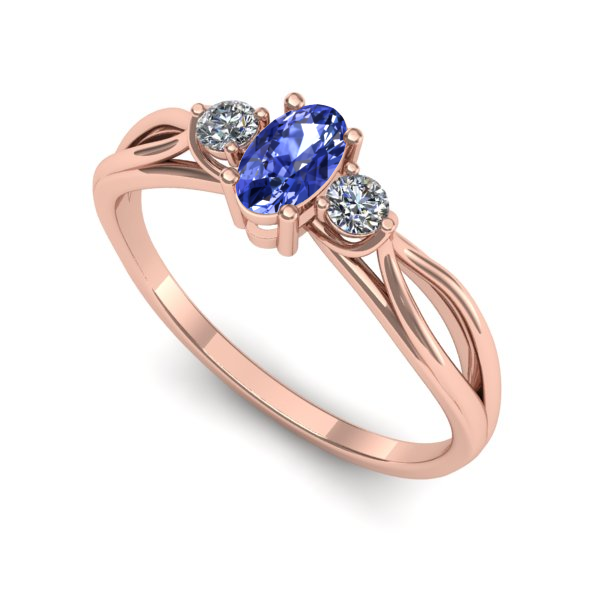 Inel logodna din aur roz cu tanzanit