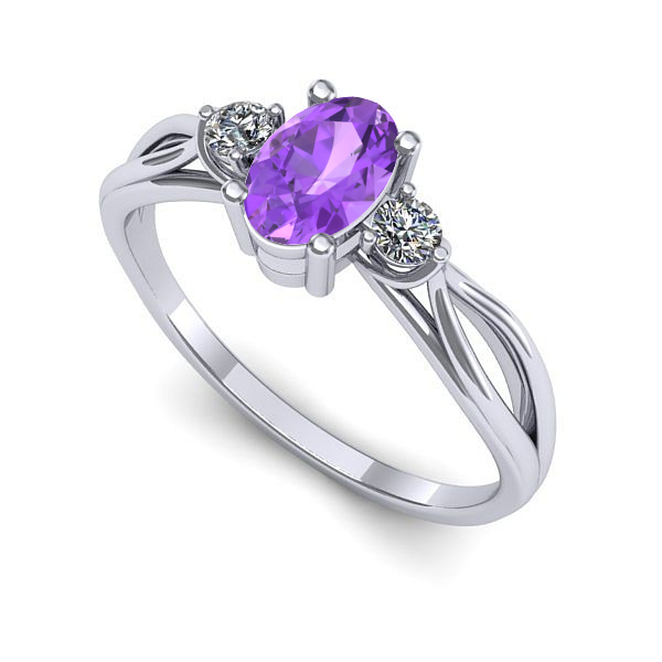 Inel logodna din aur alb cu ametist