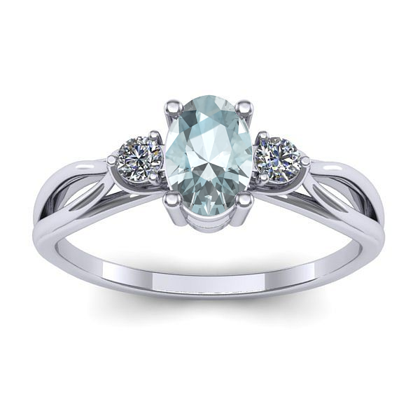 Inel de logodna cu aquamarin oval