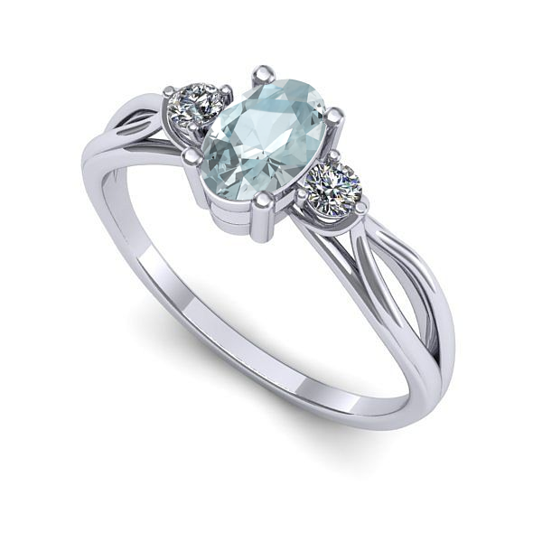 Inel din aur alb cu aquamarin