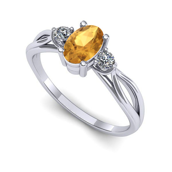 Inel logodna din aur alb cu citrin