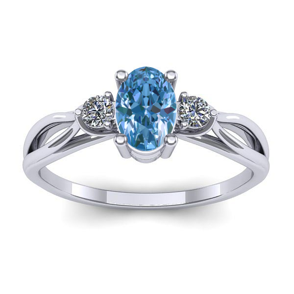 Inel cu diamant de laborator albastru oval