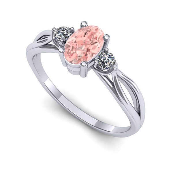 Inel din aur alb cu diamant de laborator roz