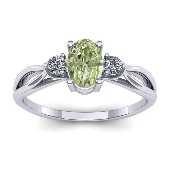 Inel de logodna cu diamant de laborator verde oval