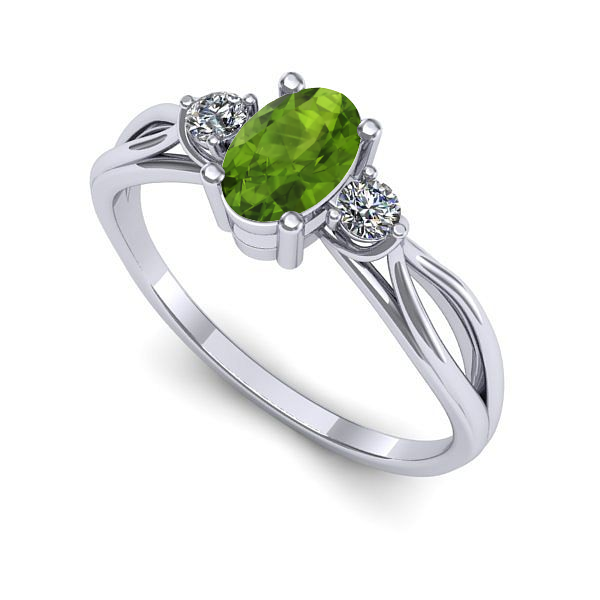 Inel logodna din aur alb cu peridot