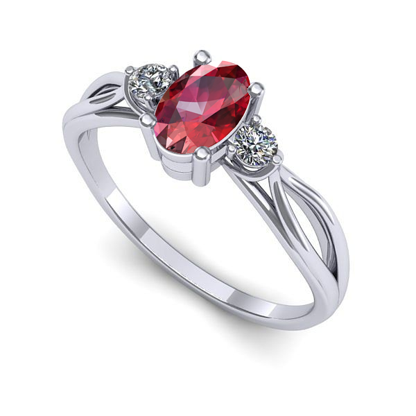 Inel logodna din aur alb cu rubin
