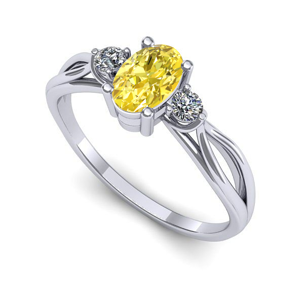 Inel logodna din aur alb cu safir galben