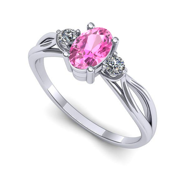 Inel de logodna din aur alb cu safir roz