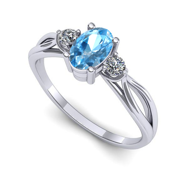 Inel logodna din aur alb cu topaz blue