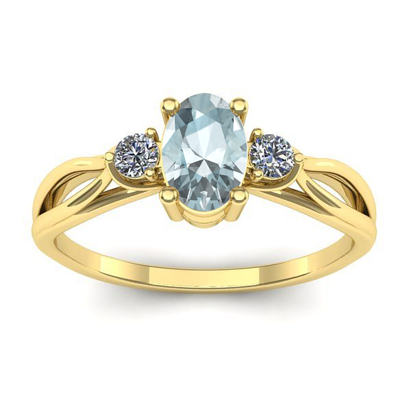 Inel de logodna cu aquamarin oval