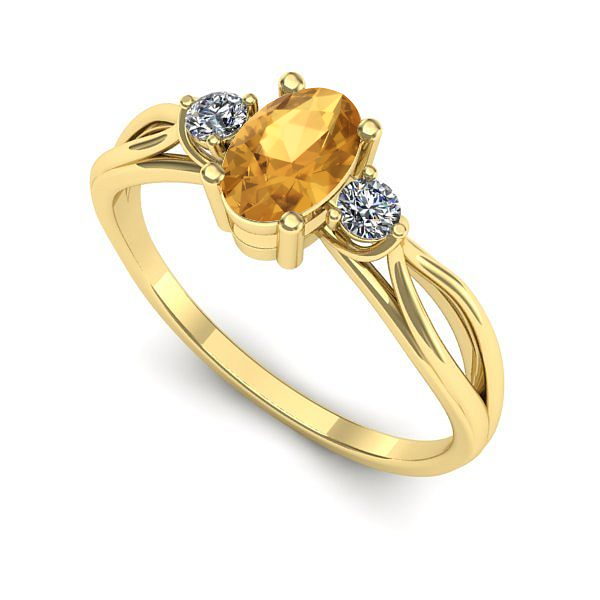 Inel logodna din aur galben cu citrin