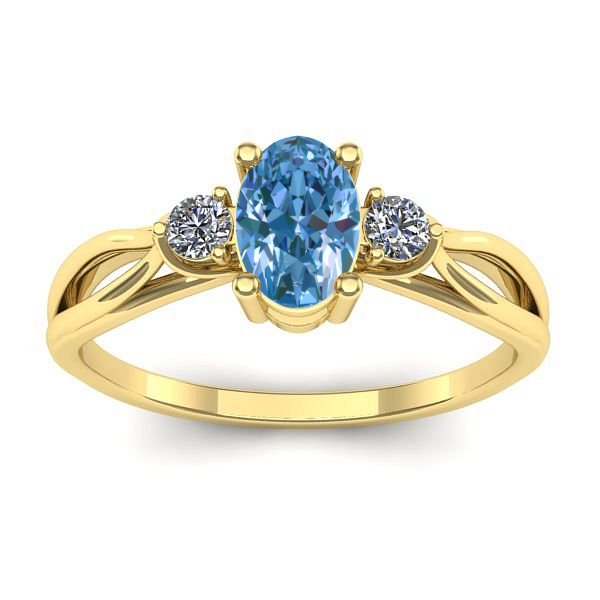 Inel de logodna cu diamant de laborator albastru oval