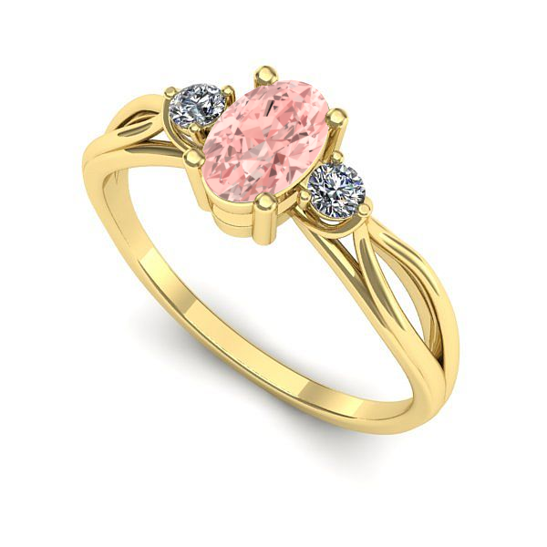 Inel din aur galben cu diamant de laborator roz