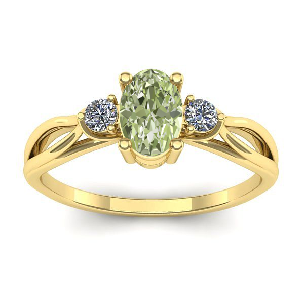 Inel logodna cu diamant de laborator verde oval