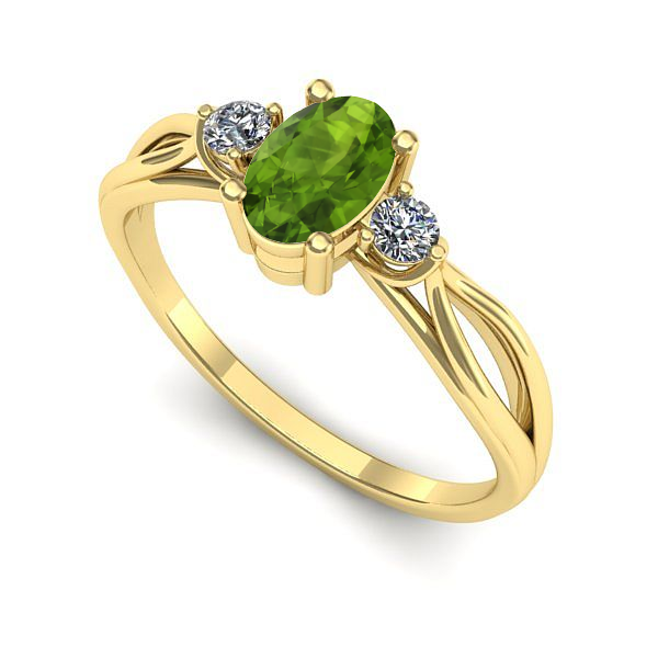 Inel logodna din aur galben cu peridot