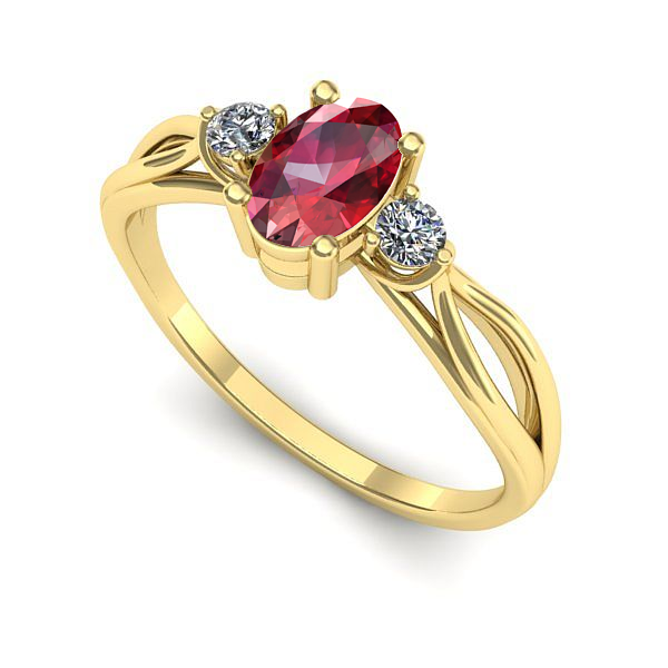 Inel logodna din aur galben cu rubin