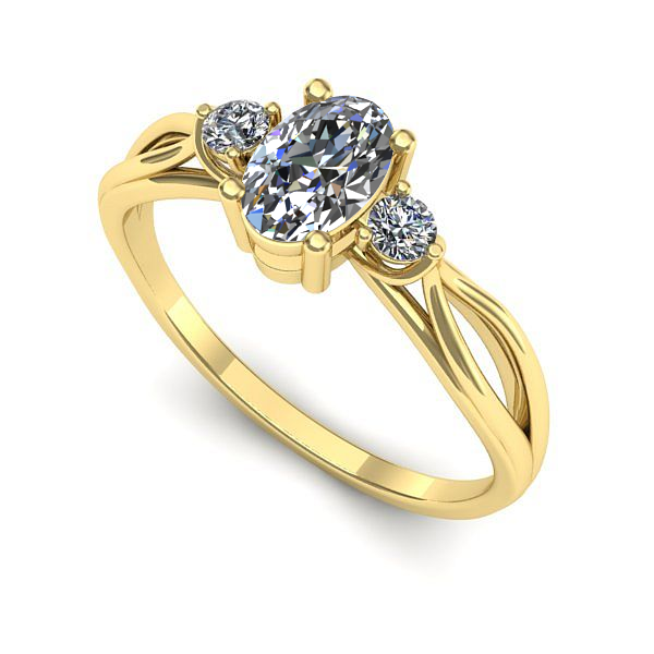 Inel logodna din aur galben cu safir alb